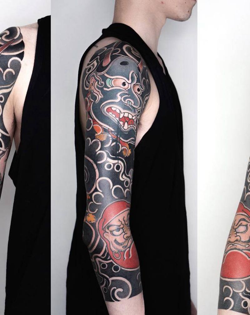 七分袖设计纹身图片_手臂手部老传统新传统纹身图案