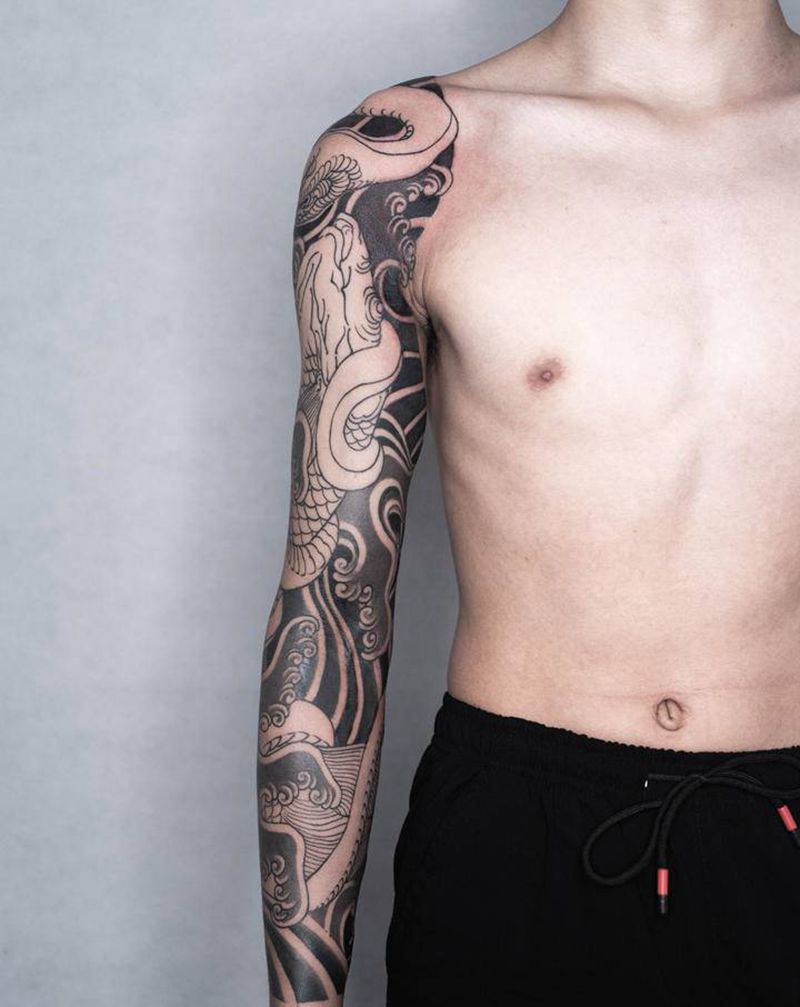 店内师傅作品纹身图片_手臂手部老传统新传统纹身图案