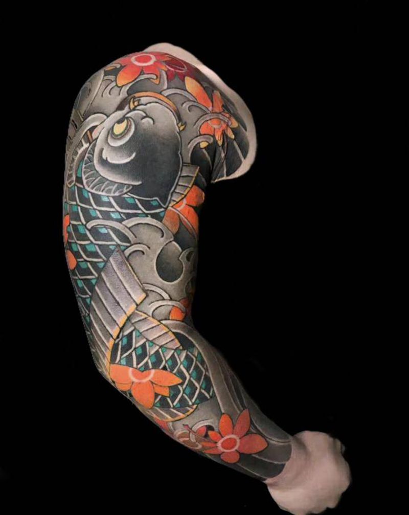 花臂纹身图片_手臂手部老传统新传统纹身图案