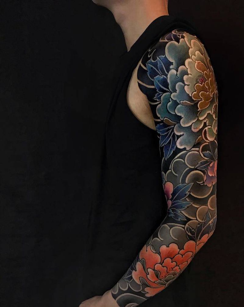 花臂纹身图片_新传统老传统纹身图案