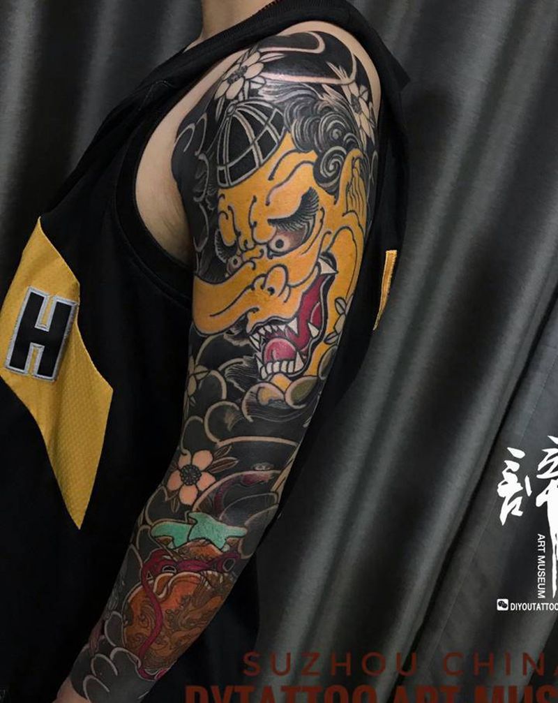 花臂纹身图片_手臂手部新传统老传统纹身图案