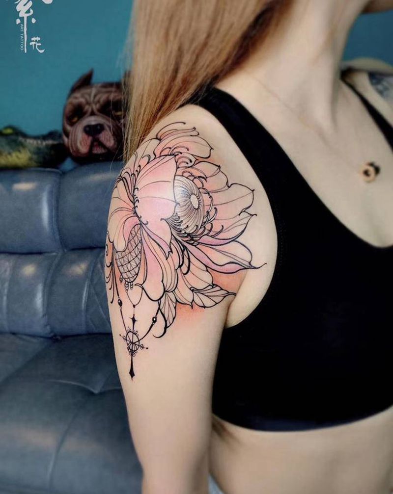 牡丹纹身图片_手臂牡丹纹身图案