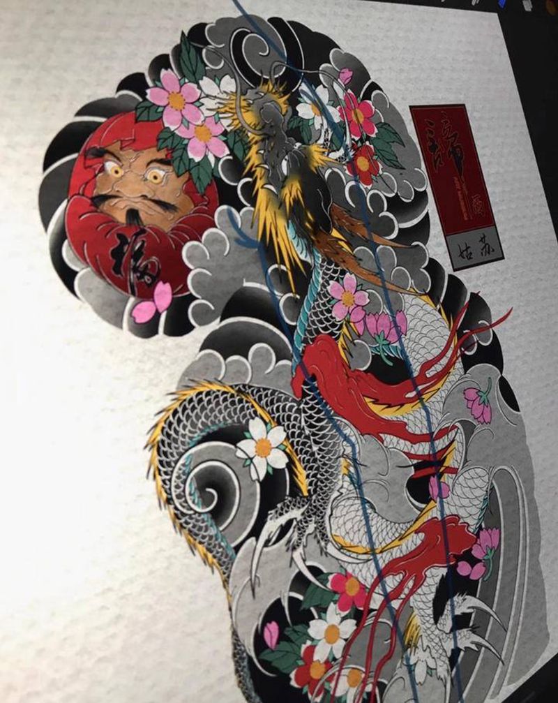 花臂纹身图片_肩部老传统新传统纹身图案