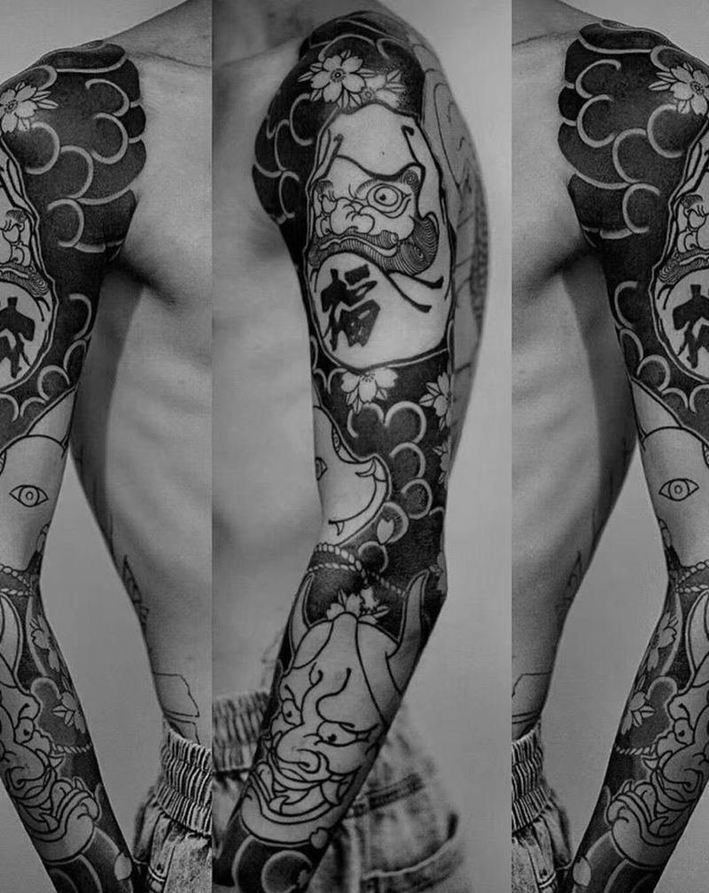 日式纹身纹身图片_手臂手部新传统老传统纹身图案