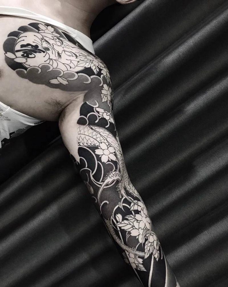 花臂纹身图片_手臂老传统纹身图案