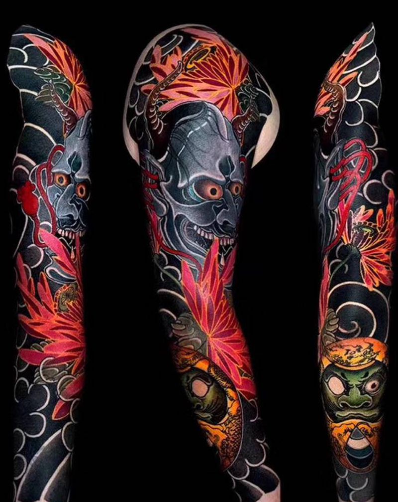 般若纹身图片_手臂老传统纹身图案