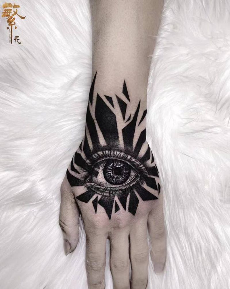 上帝之眼·私人订制纹身图片_手部欧美写实眼纹身图案