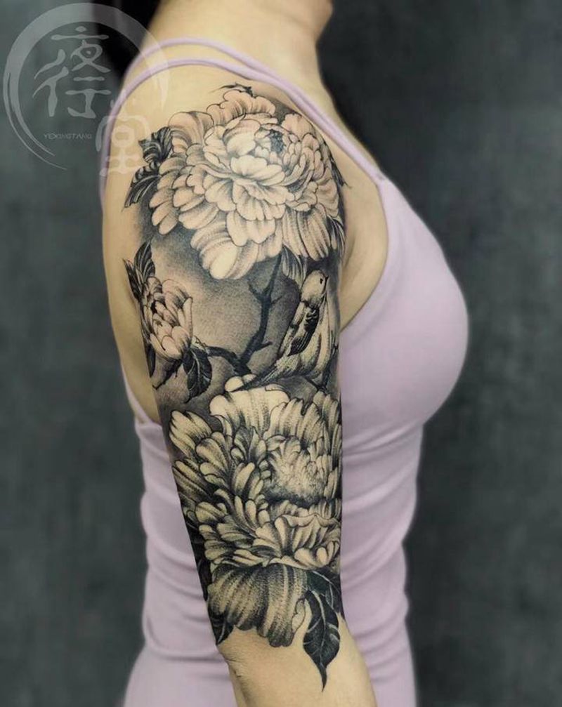 素花纹身图片_手臂点刺纹身图案