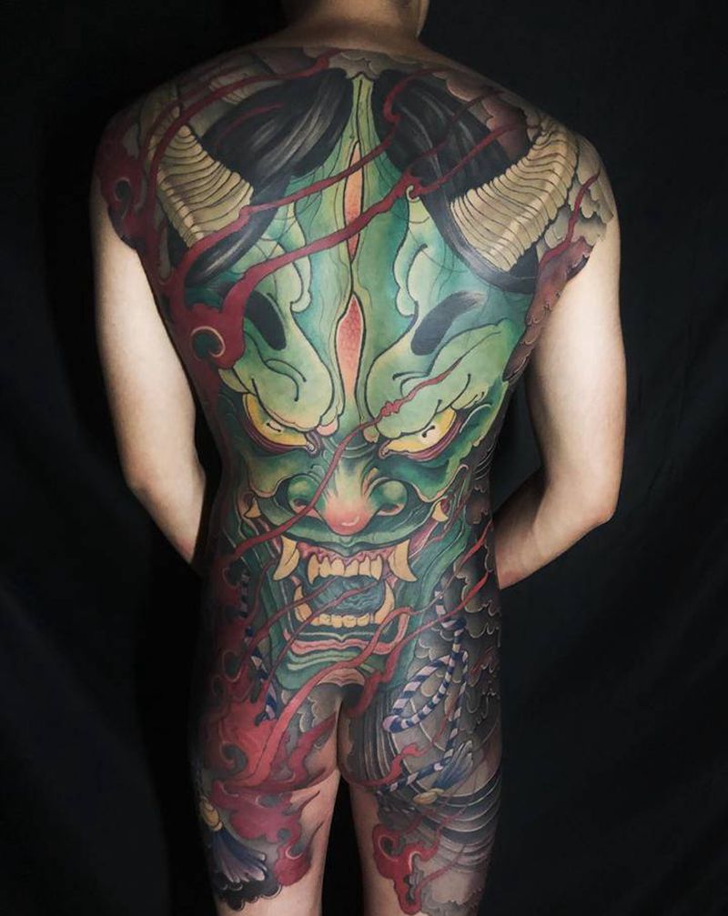 般若纹身图片_背部臀部新传统老传统纹身图案