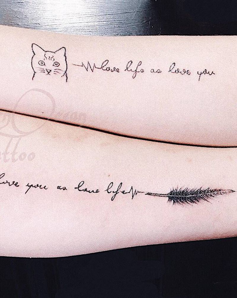 情侣纹身纹身图片_花体字纹身图案