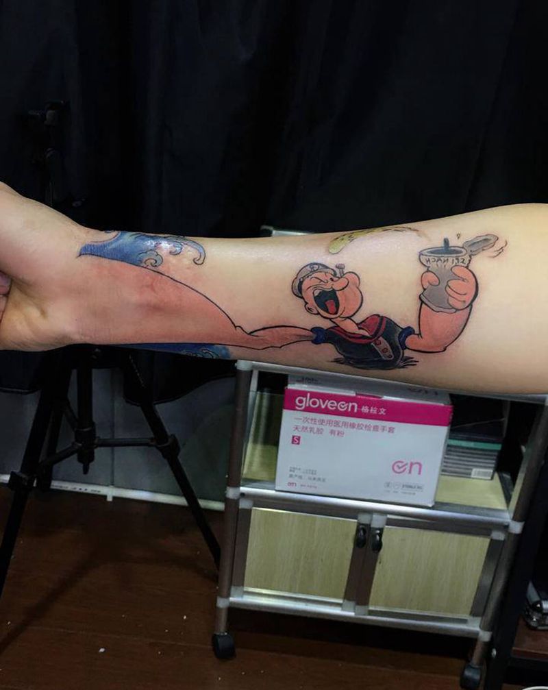 大力水手[盖疤痕】纹身图片_手臂纹身图案