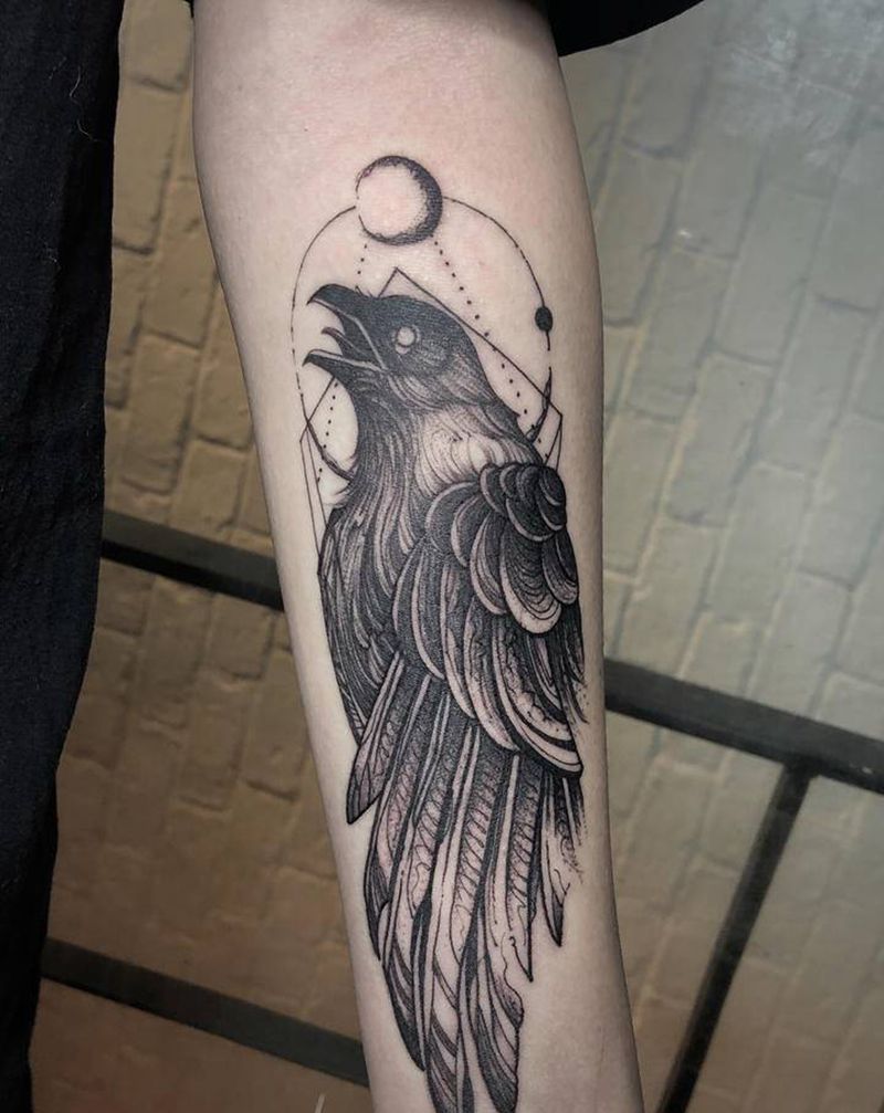 暗黑乌鸦纹身图片_手部纹身图案