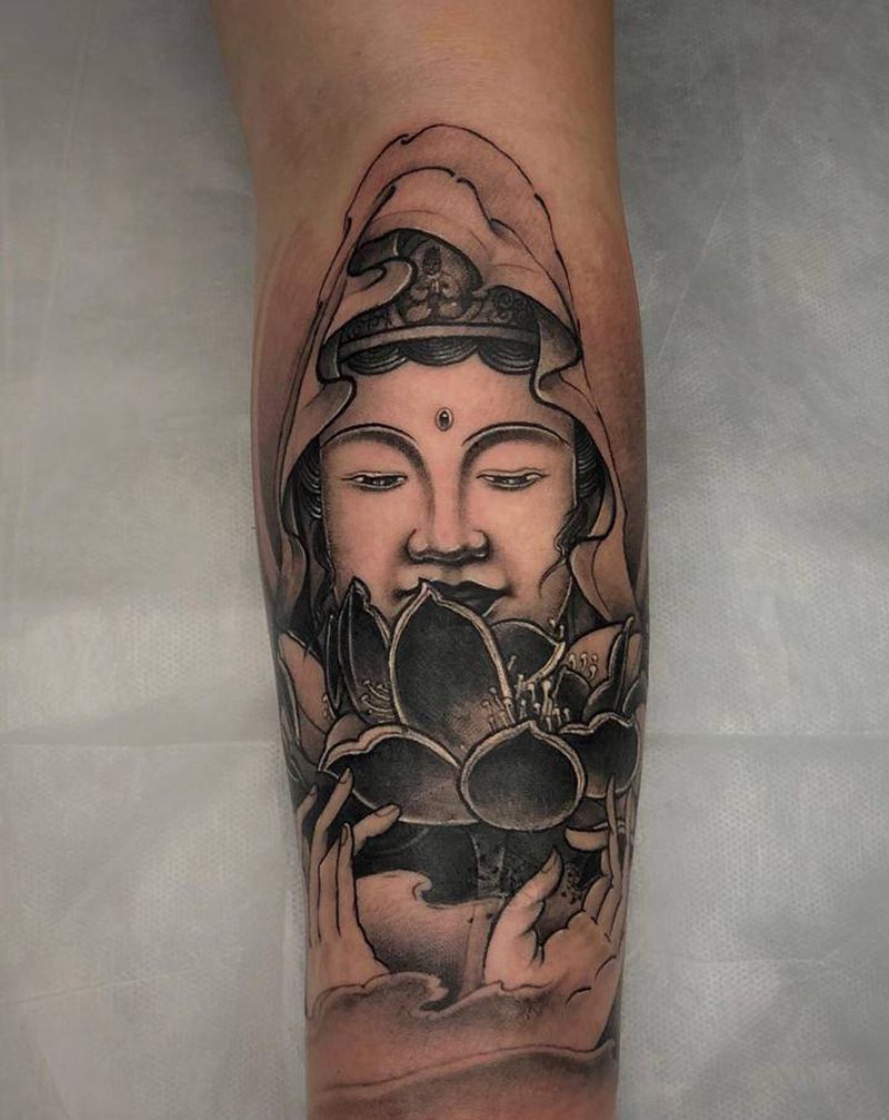 传统佛纹身图片_手臂新传统纹身图案
