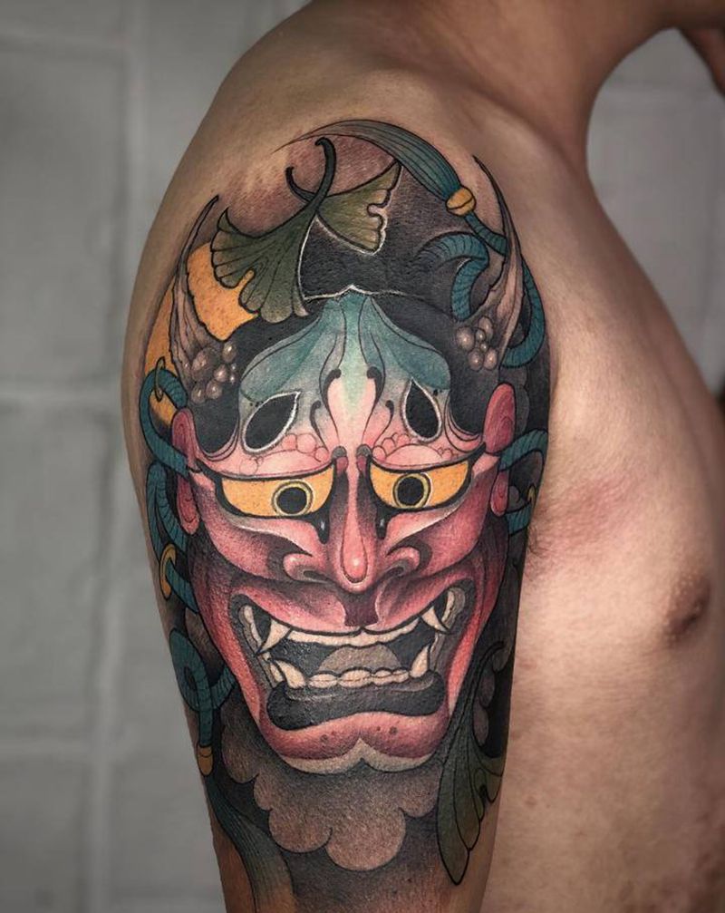 传统般若纹身图片_手臂新传统纹身图案