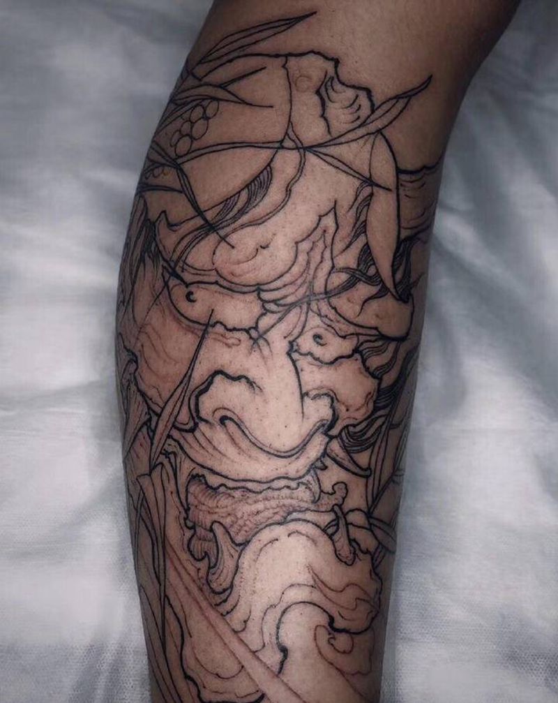 新传统般若线条纹身图片_新传统纹身图案