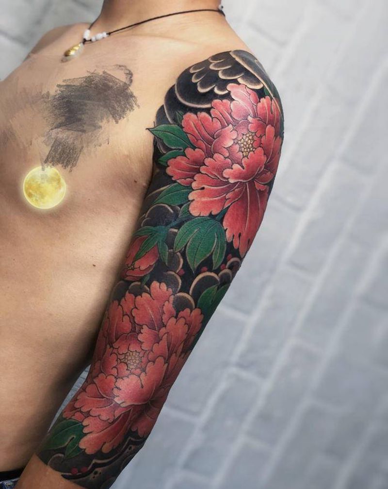 老传统七分袖纹身图片_手臂老传统纹身图案