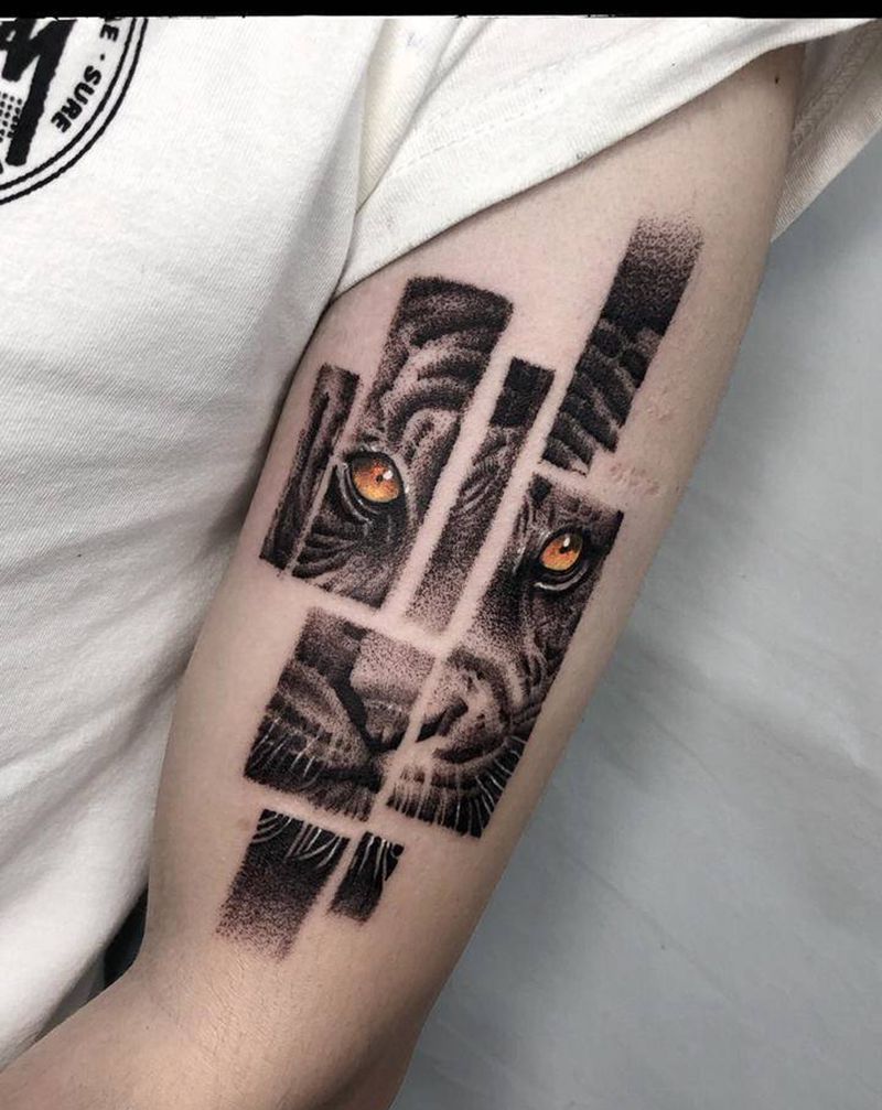 虎  不一样的感觉纹身图片_手臂纹身图案