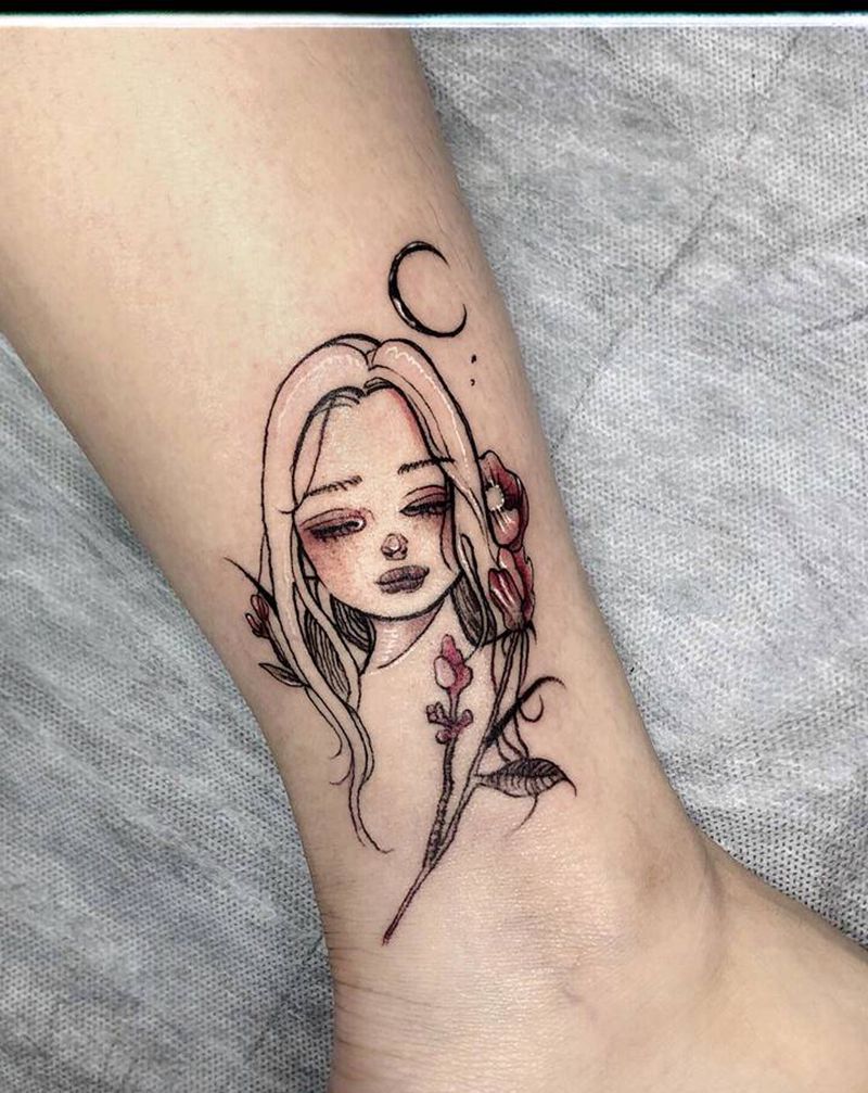 han风小娘鱼纹身图片_腿部纹身图案