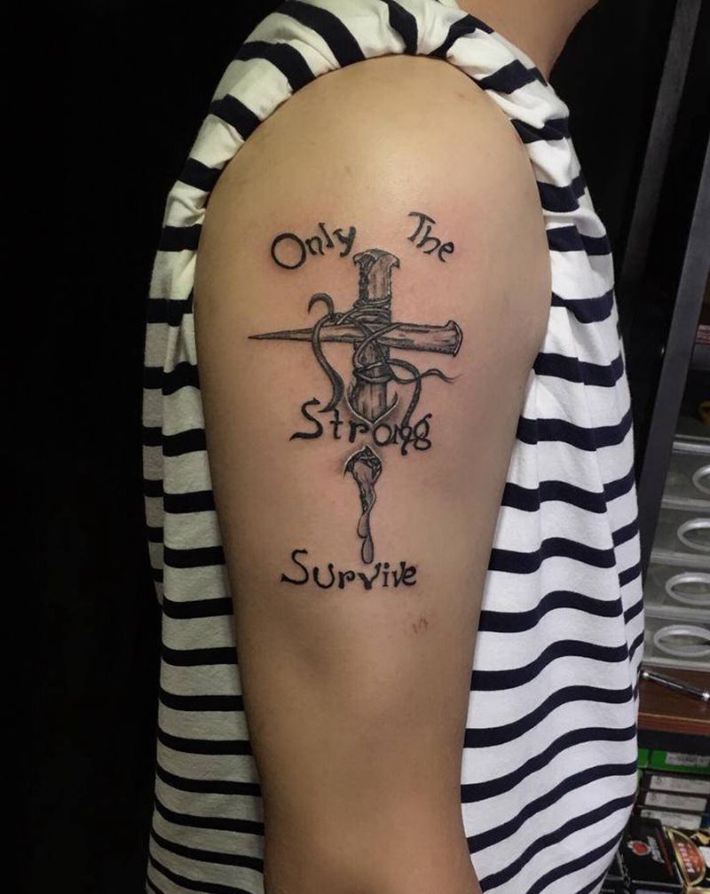 艾弗森同款——只有强者才能生存纹身图片_手臂纹身图案
