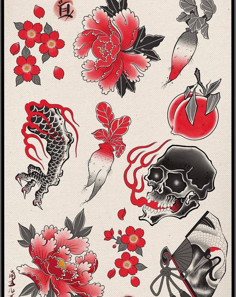 日式 小图纹身图片_手部老传统纹身图案