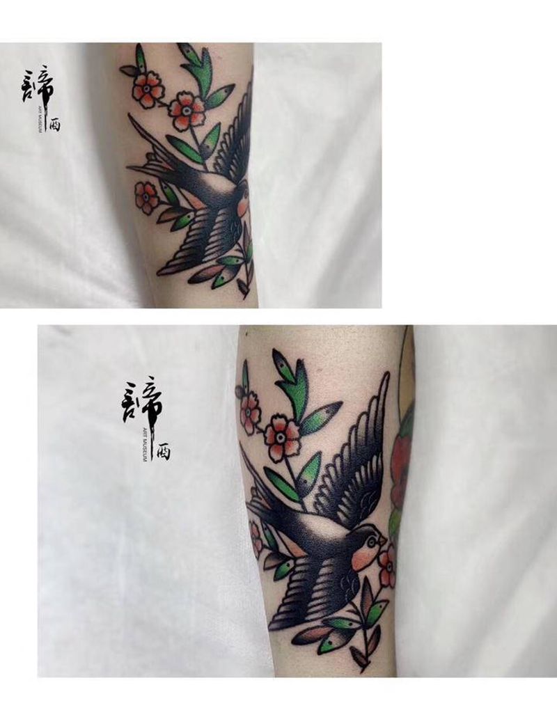 old school燕子纹身图片_手臂Old School纹身图案