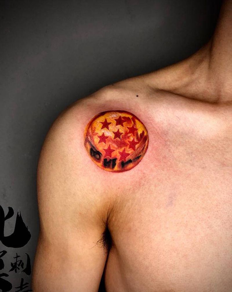 八星龙珠纹身图片_肩部纹身图案