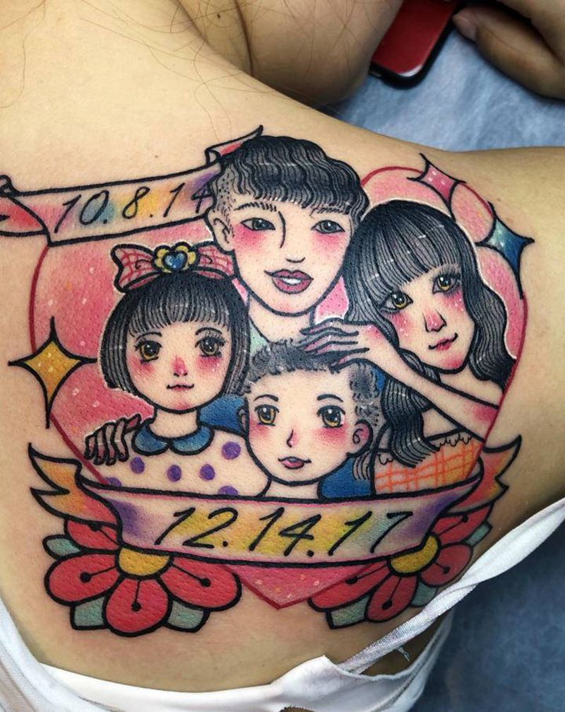 new school肖像纹身图片_背部New School纹身图案