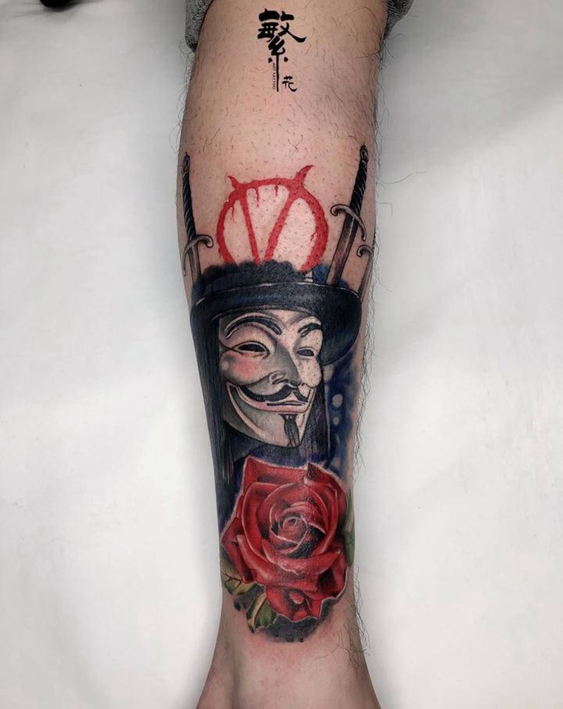 V者纹身图片_手臂纹身图案