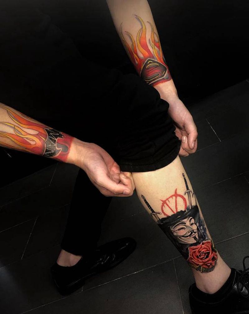 三件套纹身图片_手臂纹身图案