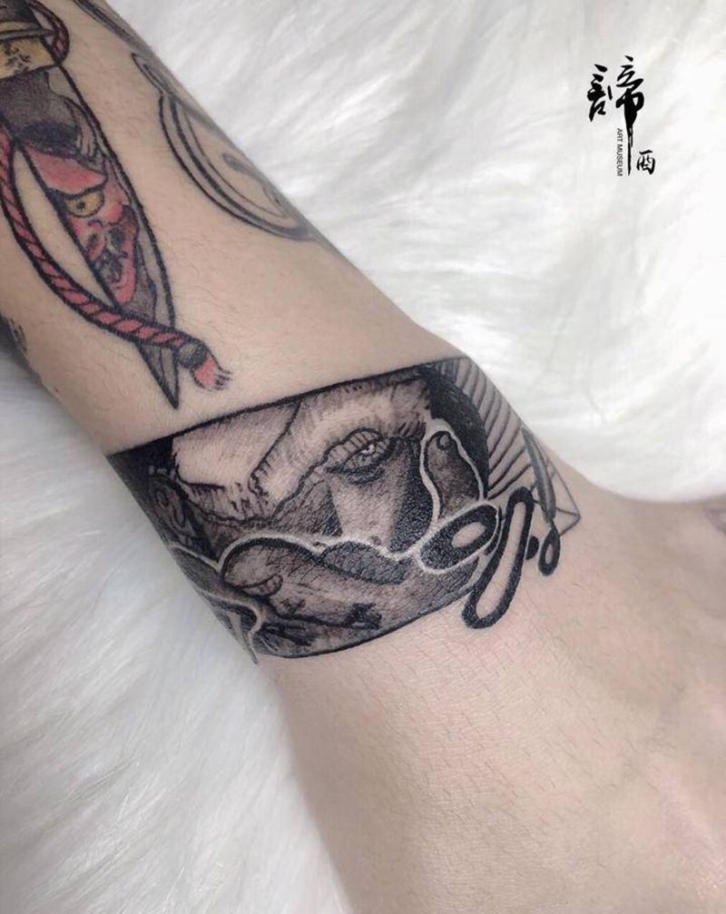 拼接纹身图片_几何水墨纹身图案