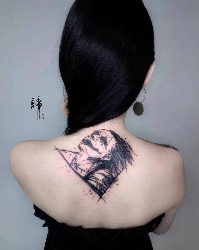 joker纹身图片_几何点刺纹身图案