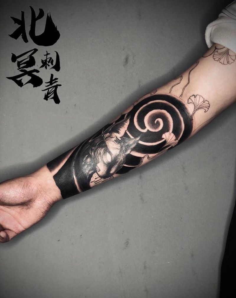 东方与西方纹身图片_手臂老传统纹身图案