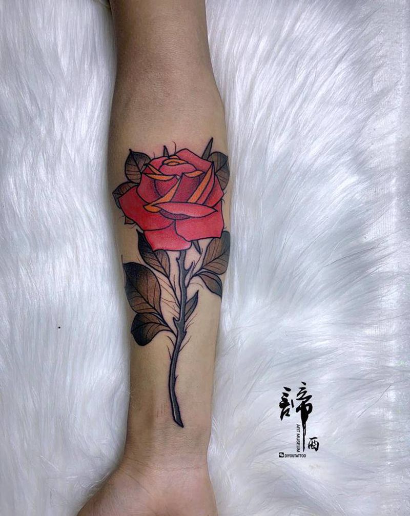 school玫瑰纹身图片_手部手臂Old SchoolNew School纹身图案