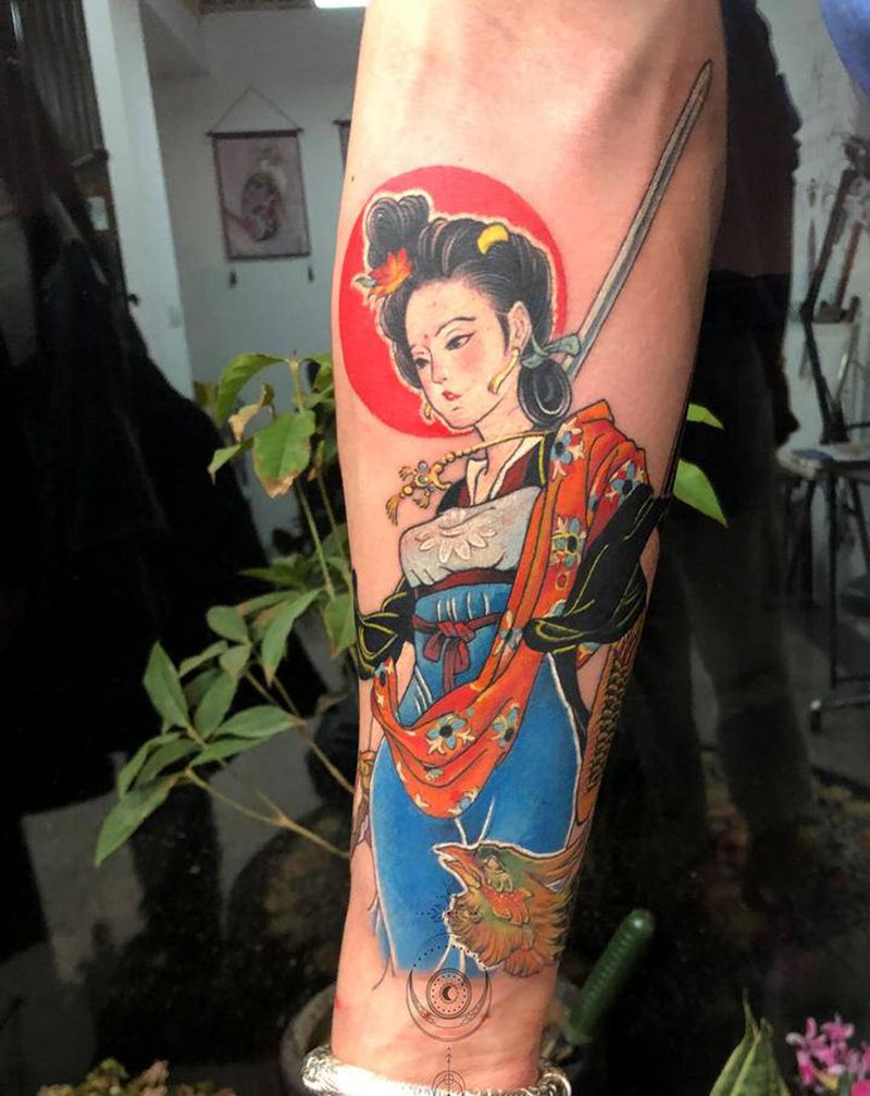 包小臂未完成纹身图片_手臂新传统纹身图案