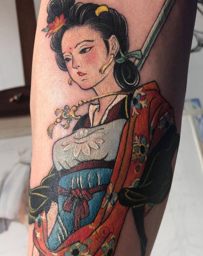 未完成，局部纹身图片_手臂新传统纹身图案