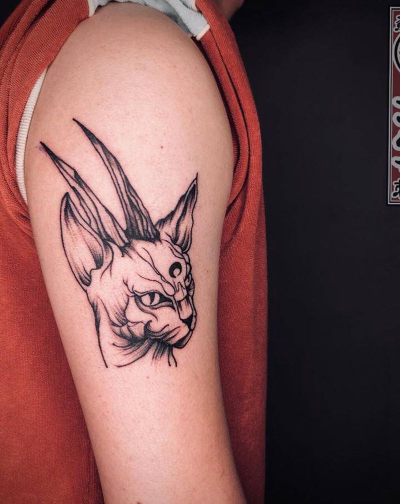 喵咪纹身图片_手臂纹身图案