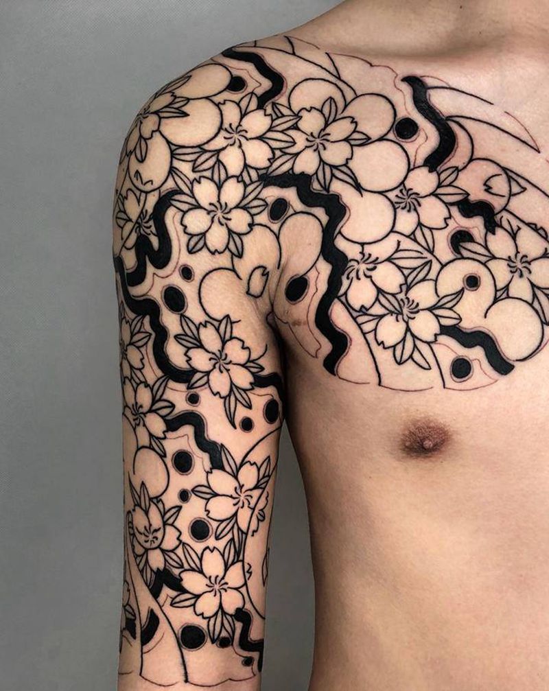 老传统五分袖半甲樱花