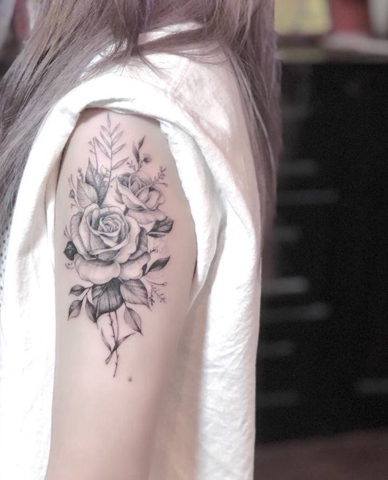 素花纹身图片_手臂点刺纹身图案