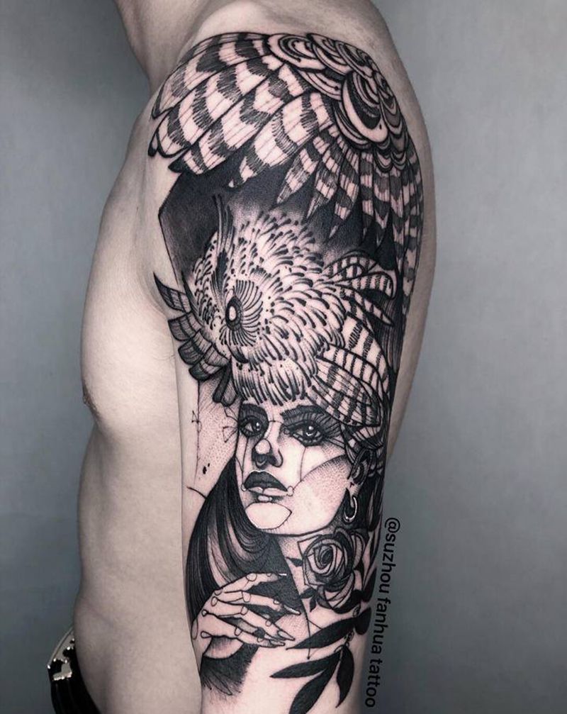 暗黑纹身图片_手臂点刺纹身图案