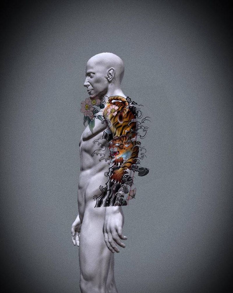 老虎纹身图片_新传统纹身图案