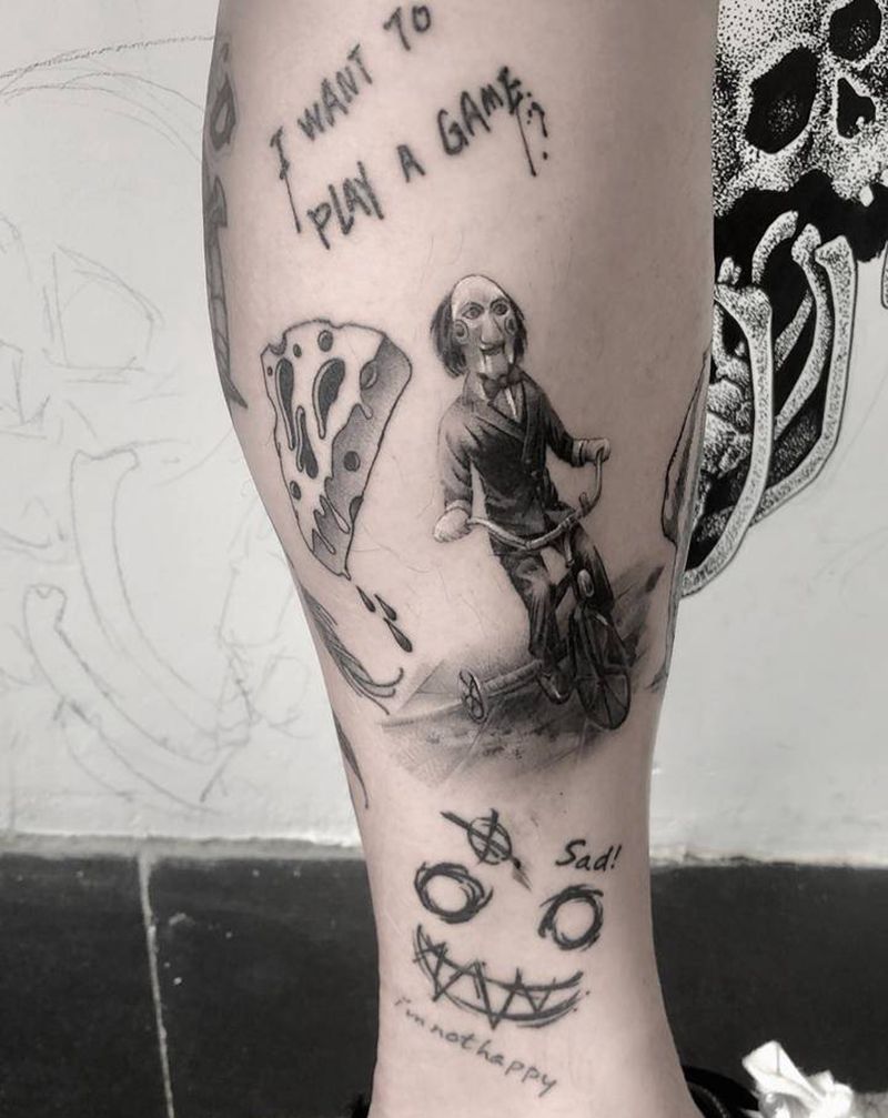 小图拼接纹身图片_腿部欧美写实纹身图案