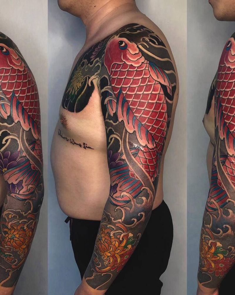 鲤鱼纹身图片_老传统纹身图案