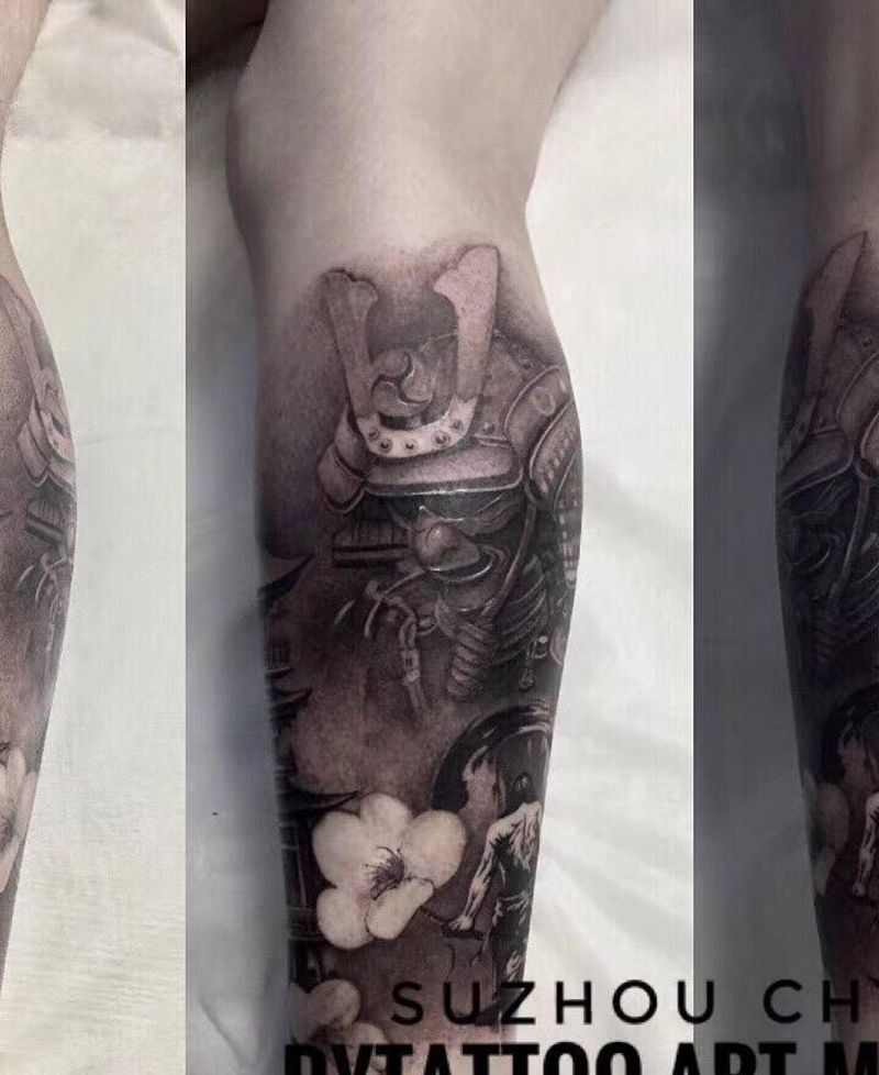 小腿写实纹身图片_腿部脚部欧美写实纹身图案