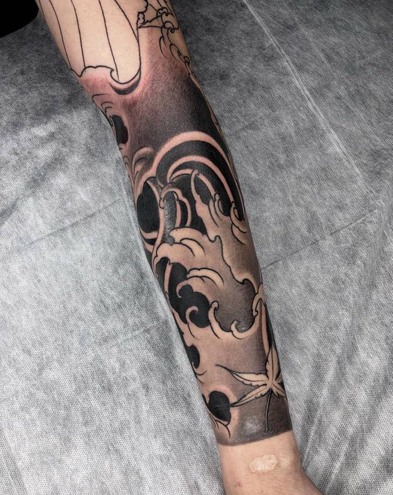 浪臂纹身图片_新传统纹身图案