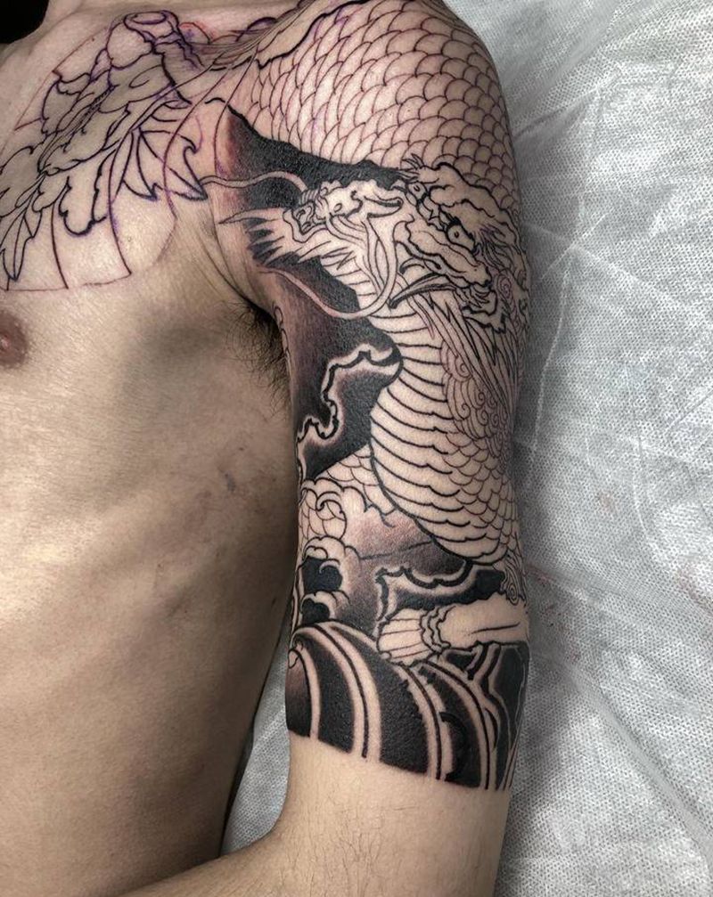 麒麟纹身图片_手臂新传统纹身图案