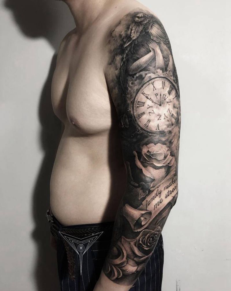 守护纹身图片_手臂欧美写实纹身图案