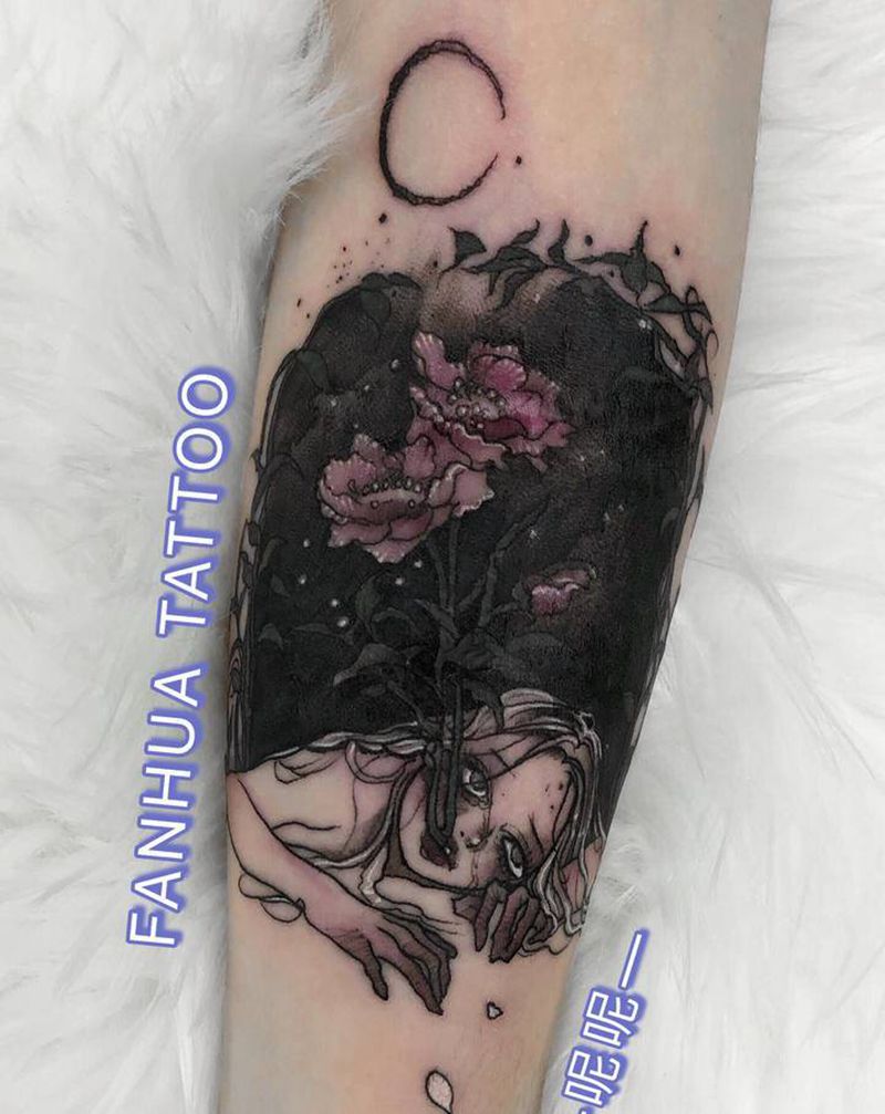 暗黑小女孩（遮疤）纹身图片_手臂纹身图案