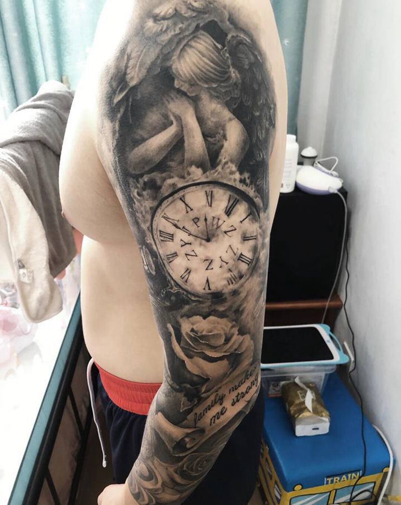 恢复后纹身图片_手臂欧美写实纹身图案