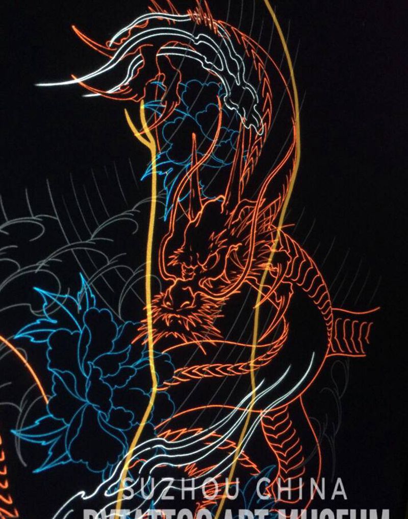 龙牡丹纹身图片_手臂肩部老传统新传统纹身图案