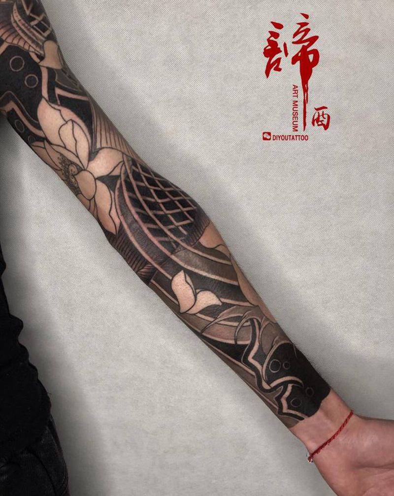 局部纹身图片_手臂肩部老传统新传统纹身图案